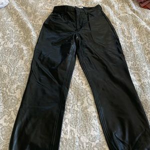 Abercrombie curve love 90’s straight ultra high rise vegan leather pants
